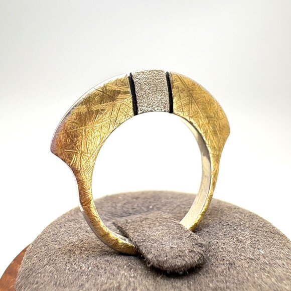 VTG Israeli Sterling Silver Gold Tone Stacking Band Stacy Givon Ring Size 8.5 - Picture 1 of 11